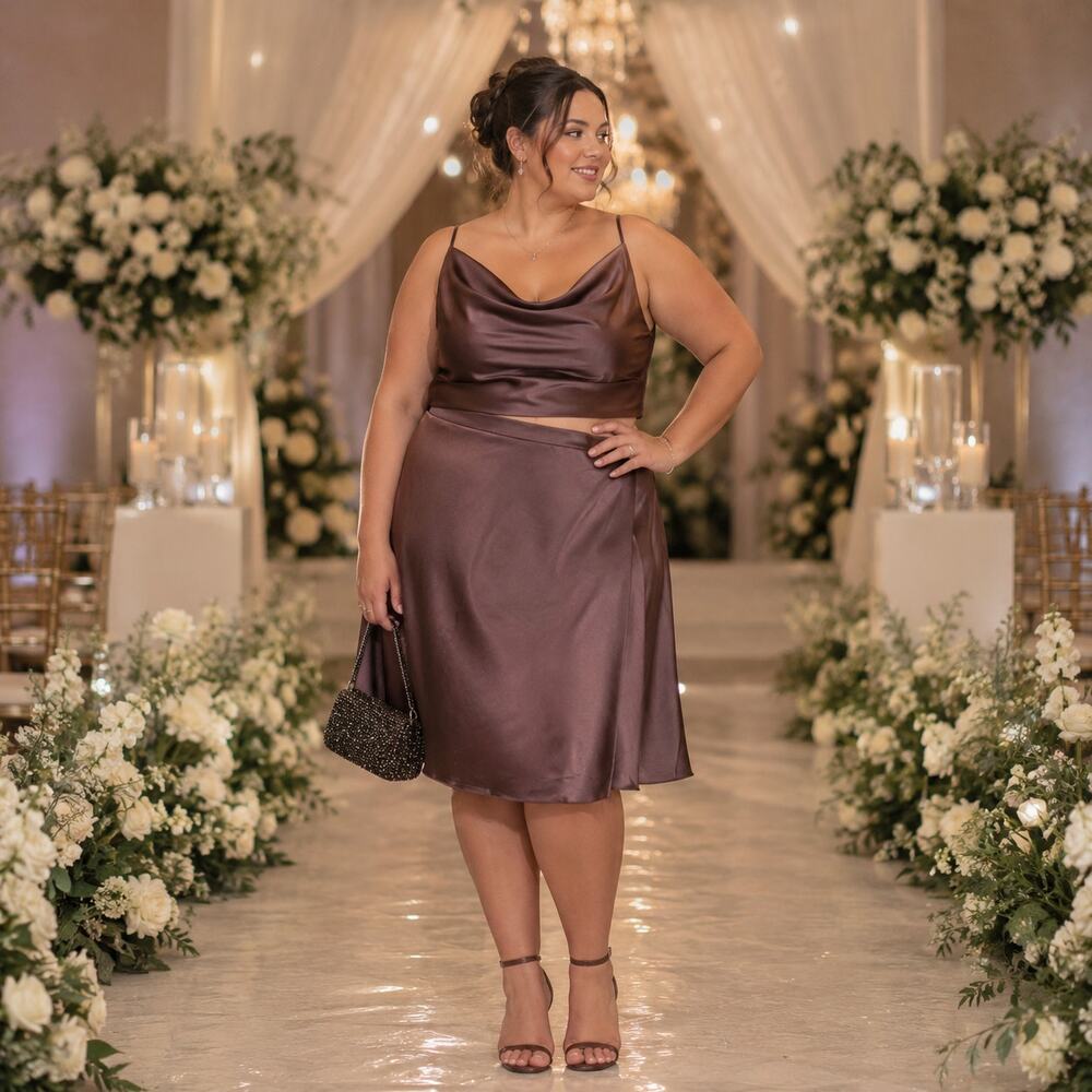 Alfred Angelo Skirt Women Size 24 W Brown Satin New w/ Tags Wedding Prom Formal